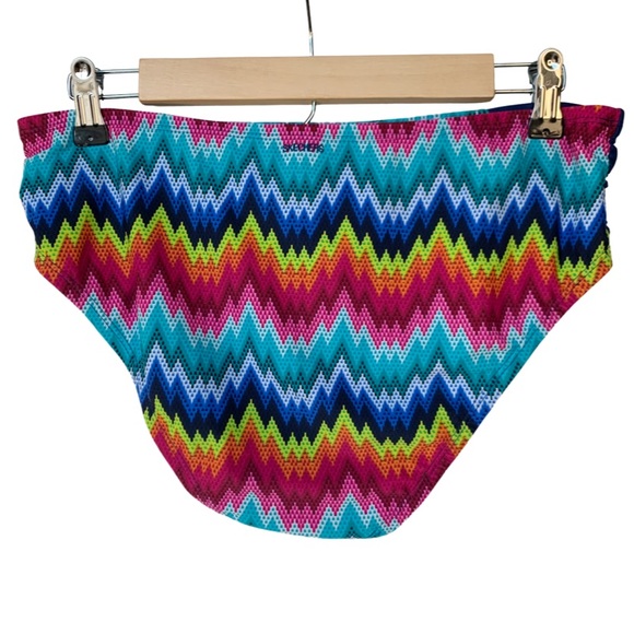 Skechers Women’s Flamin Hot Hipster Bikini Bottom Swimwear Blue Zigzag Medium - Picture 4 of 16